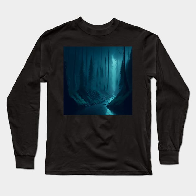 Mysterious dark forest. Fantasy forest Long Sleeve T-Shirt by webbygfx